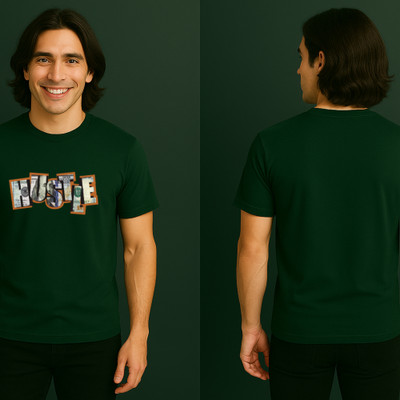 RIVONN Printed Men Round Neck Dark Green T-Shirt