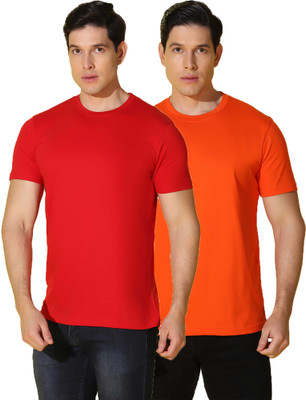 WOOSTRO Solid Men Round Neck Multicolor T-Shirt