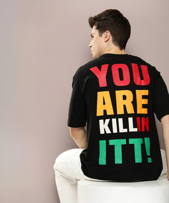 Kook N Keech Printed Men Round Neck Black T-Shirt