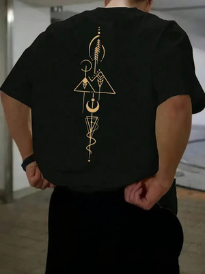 Relva Printed Men Round Neck Black T-Shirt