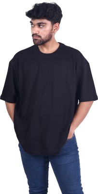Moovio Typography, Printed Men Round Neck Black T-Shirt