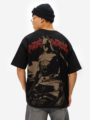 The Souled Store Superhero Men Round Neck Black T-Shirt
