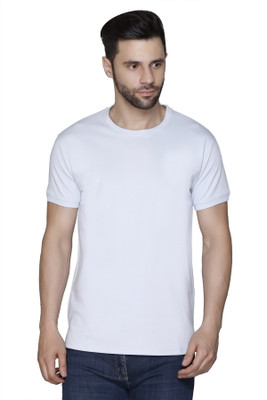 Jinxer Solid Men Round Neck White T-Shirt