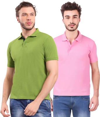 YUALIN CREATION Solid Men Polo Neck Multicolor T-Shirt