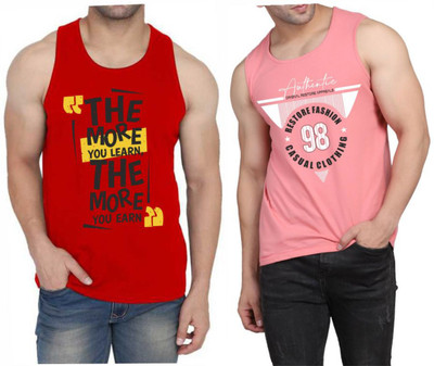 WOOSTRO Printed, Typography Men Scoop Neck Red, Pink T-Shirt