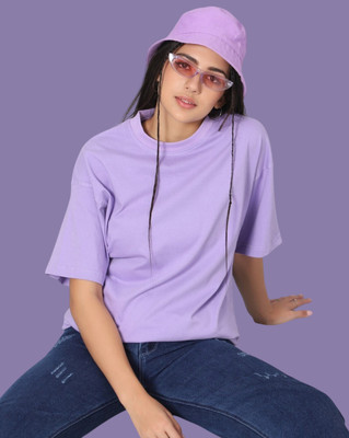 DOGMAN Solid Women Round Neck Purple T-Shirt