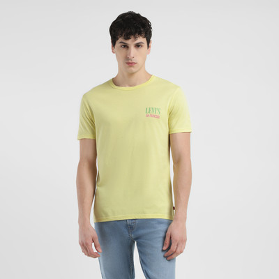 LEVI'S Printed Men Crew Neck Yellow T-Shirt