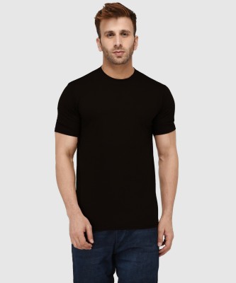 London Hills Solid Men Round Neck Black T-Shirt