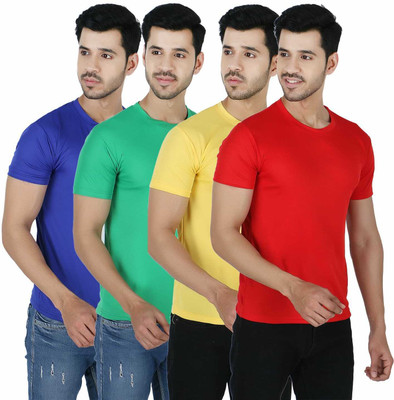 Newsingh Solid Men Round Neck Multicolor T-Shirt