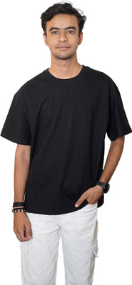 Kapda Kulture Solid Men Round Neck Black T-Shirt