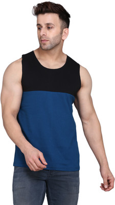 SLOWLORIS Solid Men Round Neck Black, Dark Blue T-Shirt