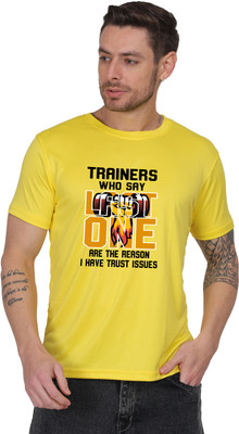 LIFE STYLE COMMERCE Printed Men Round Neck Yellow T-Shirt