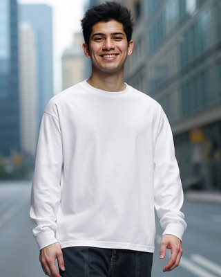 BEWAKOOF Solid Men Hooded Neck White T-Shirt