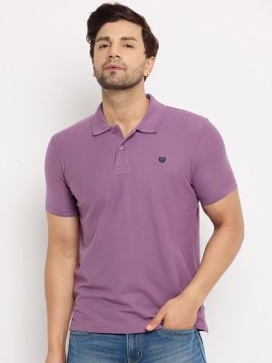 DUKE Solid Men Polo Neck Purple T-Shirt