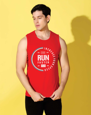 WOOSTRO Printed Men Scoop Neck Red T-Shirt