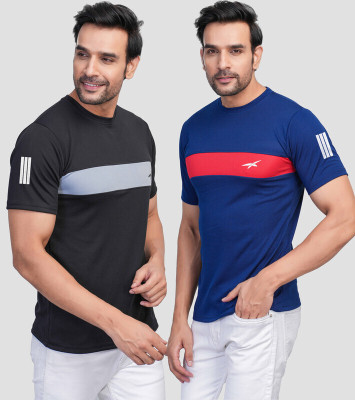 seri choice Striped Men Round Neck Blue, Black T-Shirt
