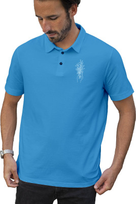 Fighterhero Printed Men Polo Neck Blue T-Shirt