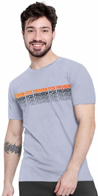 FROSEN FOX Printed Men Round Neck Grey T-Shirt