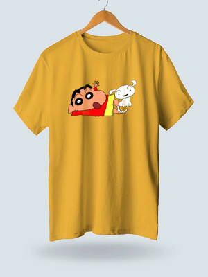 JP Creation Printed Men Round Neck Yellow T-Shirt