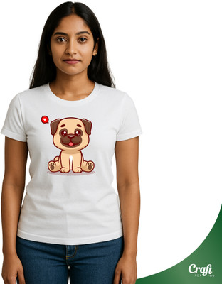 Craft For You Animal Print Women Round Neck White T-Shirt