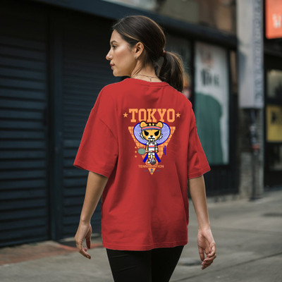 HouseOfCommon Printed Women Round Neck Red T-Shirt