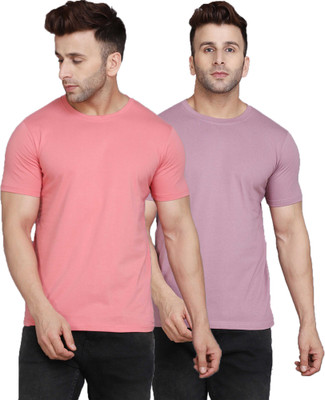 SLOWLORIS Solid Men Round Neck Multicolor T-Shirt