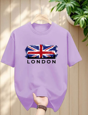 magento Printed Men Round Neck Purple T-Shirt