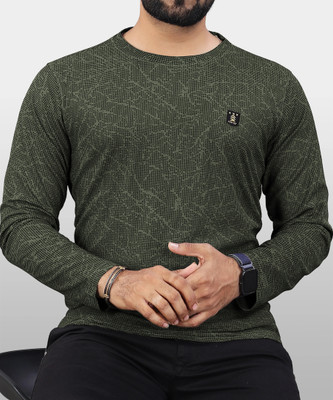 VeBNoR Printed Men Round Neck Green T-Shirt