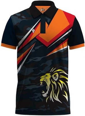 ALGARI CREATION Animal Print Men Polo Neck Multicolor T-Shirt