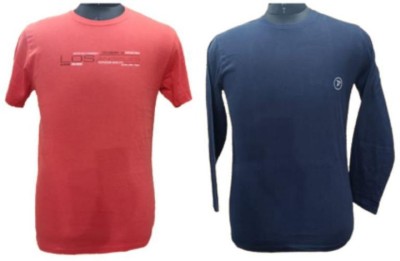 GnG Printed Men Round Neck Multicolor, Red T-Shirt
