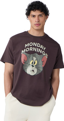The Souled Store Cartoon Men Round Neck Brown T-Shirt