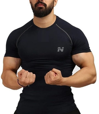 HouseOfCommon Solid Men Round Neck Black T-Shirt