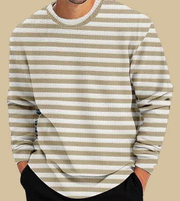 ABHYAMM Striped Men Round Neck Yellow T-Shirt