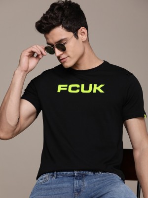 FCUK Printed Men Round Neck Black T-Shirt