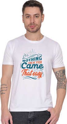 Trendoryx Printed Men Round Neck White T-Shirt