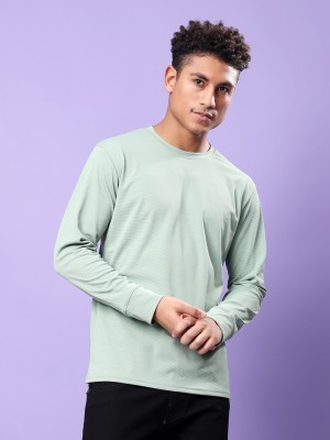 TQH Solid Men Round Neck Light Green T-Shirt