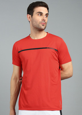 Adrenex Printed Men Round Neck Red T-Shirt