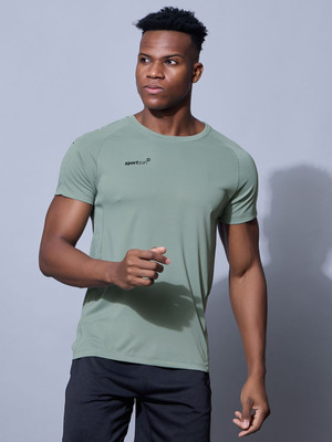 Sport Sun Printed Men Round Neck Green T-Shirt