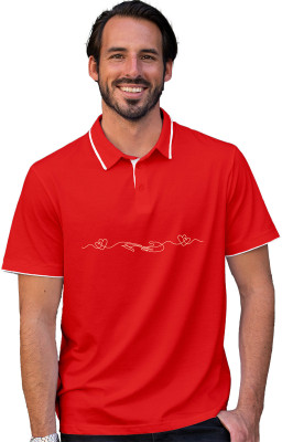 Fighterhero Printed, Solid Men Polo Neck Red T-Shirt