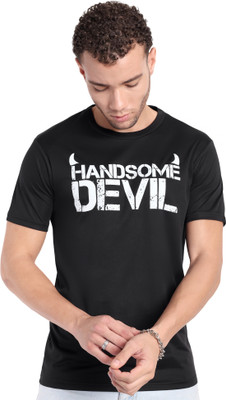 Go Devil Typography Men Round Neck Black T-Shirt