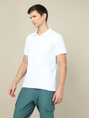 TECHNOSPORT Solid Men Polo Neck White T-Shirt