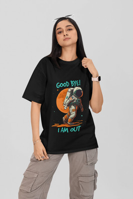 Stylewill Graphic Print Women Round Neck Black T-Shirt
