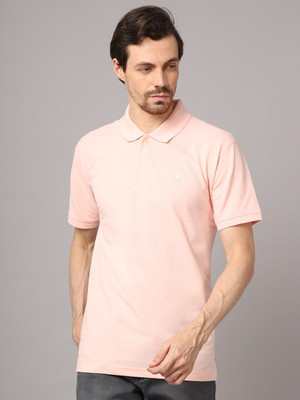CANTABIL Solid Men Polo Neck Pink T-Shirt