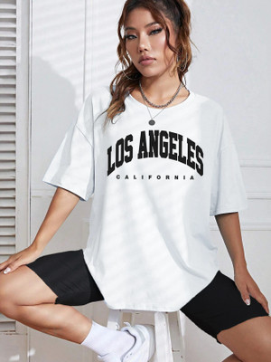 HOC Graphic Print Women Round Neck White T-Shirt