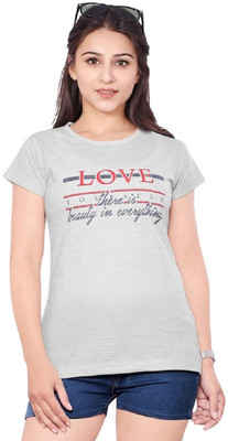 vax vax Graphic Print Women Round Neck Grey T-Shirt