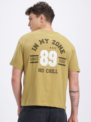 Glitchez Printed Men V Neck Green T-Shirt