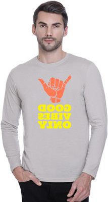 LV CARE Printed Men Round Neck Grey T-Shirt