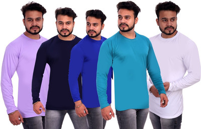 Expert Choice Solid Men Round Neck Multicolor T-Shirt