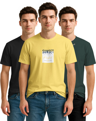 Bullmer Printed Men Round Neck Multicolor T-Shirt
