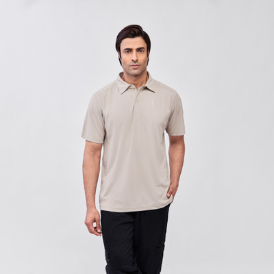 Capapie Outdoor Solid Men Polo Neck Brown T-Shirt